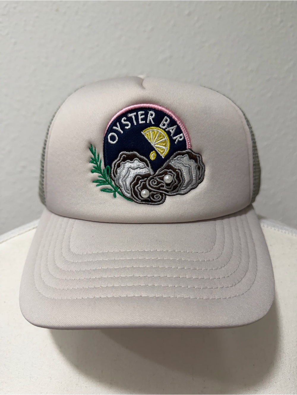 Oyster Bar Embroidered Trucker NWT brand patchwork by La Vale - Picture 2 of 8